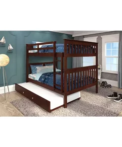 Donco Kids Full/Full Mission Bunk Bed With Trundle Bed -Paco Home Elegant Store Belk 1003