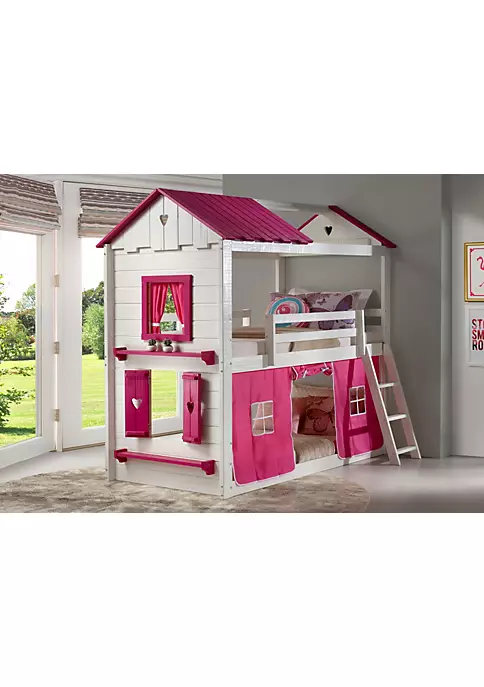 Donco Kids Sweet Heart Bunk W/Pink Tent Kit 3 Donco Kids Sweet Heart Bunk W/Pink Tent Kit