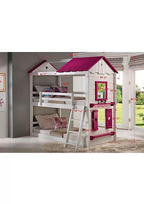 Donco Kids Sweet Heart Bunk W/Pink Tent Kit 4 Donco Kids Sweet Heart Bunk W/Pink Tent Kit - Image 2