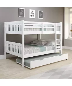Donco Kids Full/Full Mission Bunk Bed W/Twin Trundle Bed