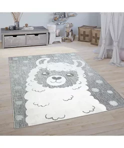 Paco Home Kids Rug Llama Motif with Contour Cut in Mottled Grey - 5'3" x 7'3" -Paco Home Elegant Store Belk 102
