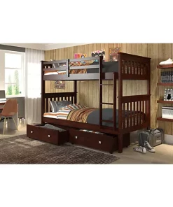 Donco Kids Twin/Twin Mission Bunk Bed With Under Bed Drawers
