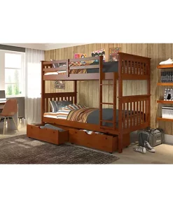 Donco Kids Twin/Twin Mission Bunk Bed With Under Bed Drawers -Paco Home Elegant Store Belk 1064