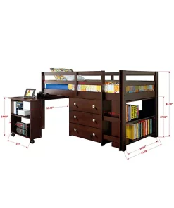 Donco Kids Low Loft Bed Dark Grey -Paco Home Elegant Store Belk 1092