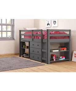 Donco Kids Low Loft Bed Dark Grey -Paco Home Elegant Store Belk 1093