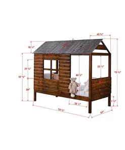Donco Kids Twin Log Cabin Low Loft W/Twin Trundle Bed -Paco Home Elegant Store Belk 1115