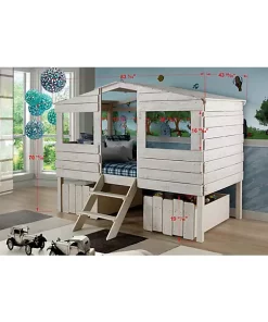 Donco Kids Twin Tree House Loft W/Drawers 10 Donco Kids Twin Tree House Loft W/Drawers -Paco Home Elegant Store Belk 1132