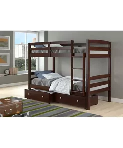 Donco Kids Twin/Twin Devon Bunk Bed With Dual Underbed Drawers -Paco Home Elegant Store Belk 1142