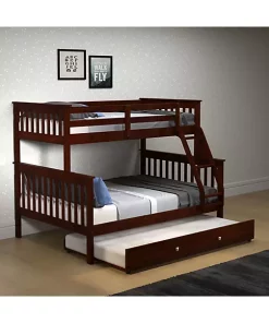 Donco Kids Twin/Full Mission Bunk Bed W/Twin Trundle Bed -Paco Home Elegant Store Belk 1153