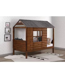 Donco Kids Twin Log Cabin Low Loft