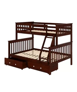 Donco Kids Twin/Full Mission Bunk Bed W/Dual Under Bed Drawers -Paco Home Elegant Store Belk 1193