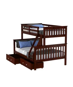 Donco Kids Twin/Full Mission Bunk Bed W/Dual Under Bed Drawers -Paco Home Elegant Store Belk 1194
