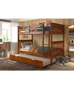 Donco Kids Twin/Twin Mission Bunk Bed With Trundle Bed
