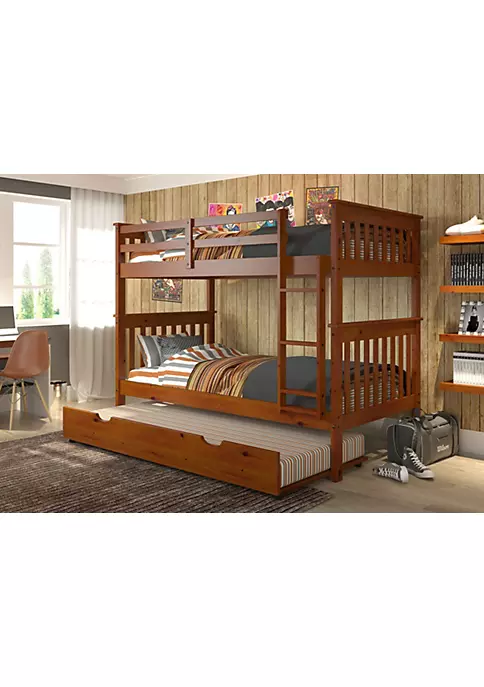 Donco Kids Twin/Twin Mission Bunk Bed With Trundle Bed 3 Donco Kids Twin/Twin Mission Bunk Bed With Trundle Bed