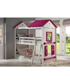 Donco Kids T/T Sweetheart Bunk White & Pink -Paco Home Elegant Store Belk 1211