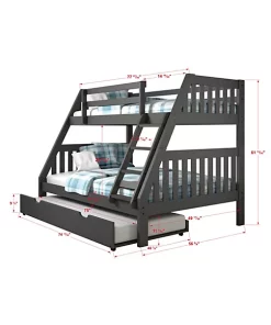 Donco Kids Twin/Full Mission Bunk Bed W/Twin Trundle Bed -Paco Home Elegant Store Belk 1218