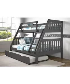 Donco Kids Twin/Full Mission Bunk Bed W/Twin Trundle Bed -Paco Home Elegant Store Belk 1219
