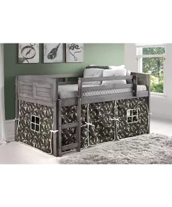 Donco Kids Louver Low Loft W/ Pink Tent Kit