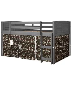 Donco Kids Louver Low Loft W/ Pink Tent Kit -Paco Home Elegant Store Belk 1235