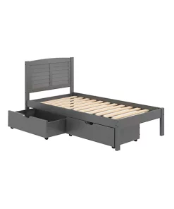 Donco Kids Twin Louver Bed With Under Bed Drawers -Paco Home Elegant Store Belk 1259