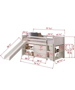 Donco Kids Twin Louver Low Loft W/Slide Group B -Paco Home Elegant Store Belk 1289