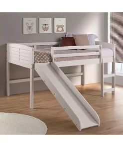 Donco Kids Twin Louver Low Loft W/Red Tent & Slide