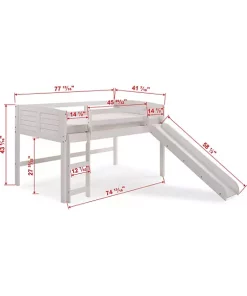 Donco Kids Twin Louver Low Loft W/Red Tent & Slide 12 Donco Kids Twin Louver Low Loft W/Red Tent & Slide -Paco Home Elegant Store Belk 1316