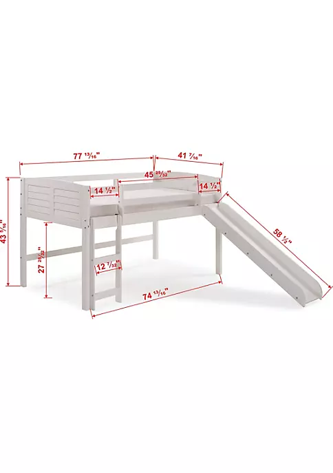 Donco Kids Twin Louver Low Loft W/Red Tent & Slide 7 Donco Kids Twin Louver Low Loft W/Red Tent & Slide - Image 5
