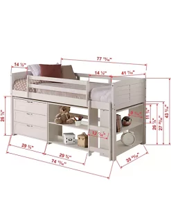 Donco Kids Twin Louver Low Loft Group B -Paco Home Elegant Store Belk 1344