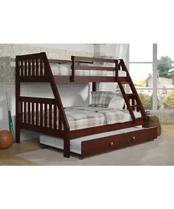 Donco Kids Twin/Full Mission Bunk Bed W/Twin Trundle Bed -Paco Home Elegant Store Belk 1348