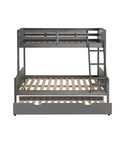 Donco Kids Twin/Full Louver Bunk Bed With Twin Trundle Bed -Paco Home Elegant Store Belk 1363