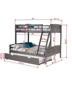 Donco Kids Twin/Full Louver Bunk Bed With Twin Trundle Bed -Paco Home Elegant Store Belk 1364