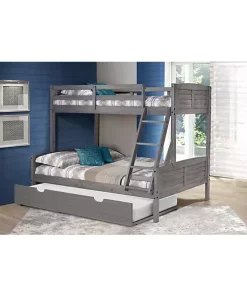 Donco Kids Twin/Full Louver Bunk Bed With Twin Trundle Bed -Paco Home Elegant Store Belk 1365
