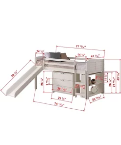 Donco Kids Twin Louver Low Loft W/Slide Group C -Paco Home Elegant Store Belk 1369