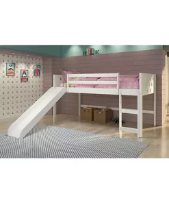 Donco Kids Twin Circles Low Loft W/Slide & Blue Tent Kit -Paco Home Elegant Store Belk 1373