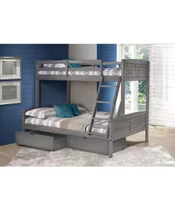 Donco Kids Twin/Full Louver Bunk Bed With Dual Under Bed Drawers