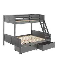 Donco Kids Twin/Full Louver Bunk Bed With Dual Under Bed Drawers -Paco Home Elegant Store Belk 1381
