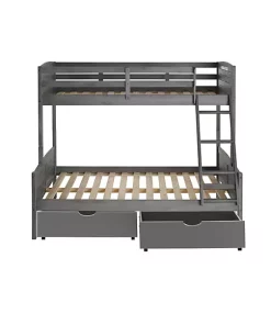Donco Kids Twin/Full Louver Bunk Bed With Dual Under Bed Drawers -Paco Home Elegant Store Belk 1382