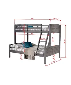 Donco Kids Twin/Full Louver Bunkbed -Paco Home Elegant Store Belk 1389