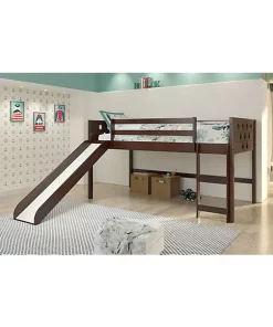 Donco Kids Twin Circles Low Loft W/Slide & Blue Tent Kit 7 Donco Kids Twin Circles Low Loft W/Slide & Blue Tent Kit -Paco Home Elegant Store Belk 1393