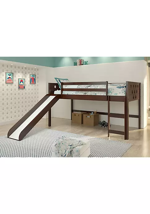 Donco Kids Twin Circles Low Loft W/Slide & Blue Tent Kit 5 Donco Kids Twin Circles Low Loft W/Slide & Blue Tent Kit - Image 3