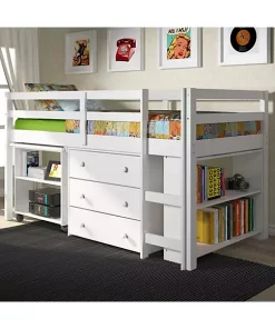 Donco Kids Twin White Low Study Loft Bed