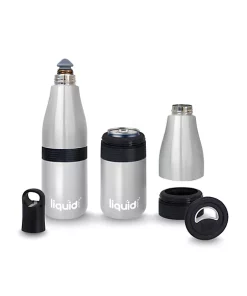 Grand Fusion Housewares Grand Fusion 3in1 Stainless Insulated Bottle, Can and Water Cooler with Opener, Silver