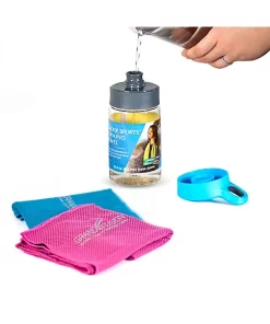 Grand Fusion Housewares Grand Fusion 2Kool Sports COOLING TOWEL with 13.5 oz. BPA Free Tritan Water Bottle for Sports, Light Blue -Paco Home Elegant Store Belk 1431