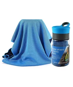 Grand Fusion Housewares Grand Fusion 2Kool Sports COOLING TOWEL with 13.5 oz. BPA Free Tritan Water Bottle for Sports, Light Blue -Paco Home Elegant Store Belk 1432