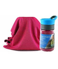 Grand Fusion Housewares Grand Fusion 2Kool Sports COOLING TOWEL with 13.5 oz. BPA Free Tritan Water Bottle for Sports, Light Blue -Paco Home Elegant Store Belk 1434