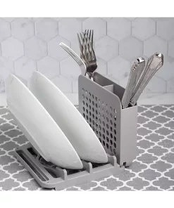 Grand Fusion Housewares Grand Fusion Dish Drying Rack and Ultra Absorbent Microfiber Mat, Black -Paco Home Elegant Store Belk 1446