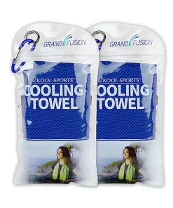 Grand Fusion Housewares Grand Fusion 2Kool Sports Cooling Towel 2 Pack Pouch with Carabiner, Purple -Paco Home Elegant Store Belk 1461
