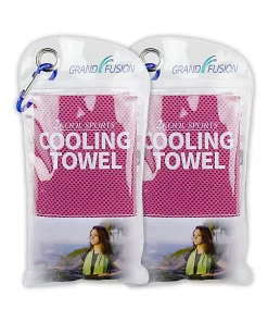 Grand Fusion Housewares Grand Fusion 2Kool Sports Cooling Towel 2 Pack Pouch with Carabiner, Purple -Paco Home Elegant Store Belk 1463