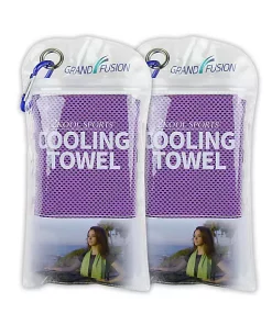 Grand Fusion Housewares Grand Fusion 2Kool Sports Cooling Towel 2 Pack Pouch with Carabiner, Purple -Paco Home Elegant Store Belk 1464